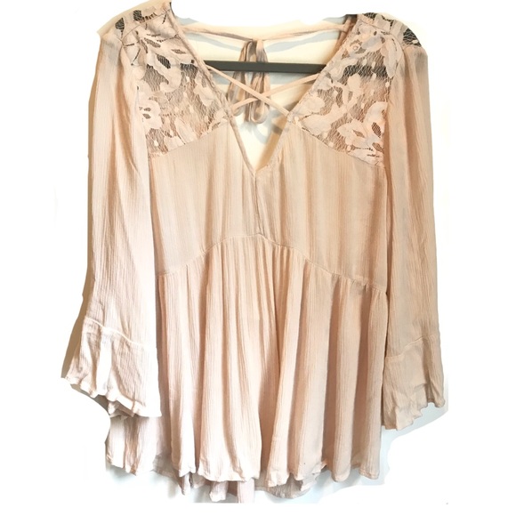 American Eagle Outfitters Tops - American Eagle Boho Lace Tie Top With Bell Sleeves